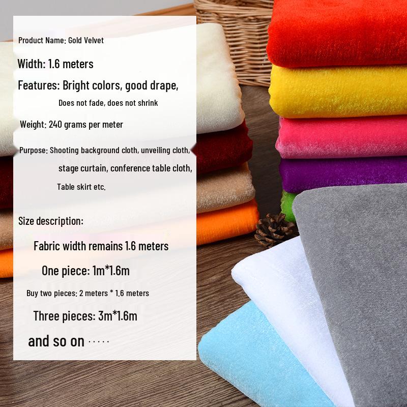 Jednobarwna tkanina aksamitna w kolorze złotym do zasłon scenicznych, obrusów, tkanin dekoracyjnych i projektów DIY