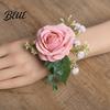 Durable Rose Wristlet Suit Corsage Wedding Band with Faux Pearl