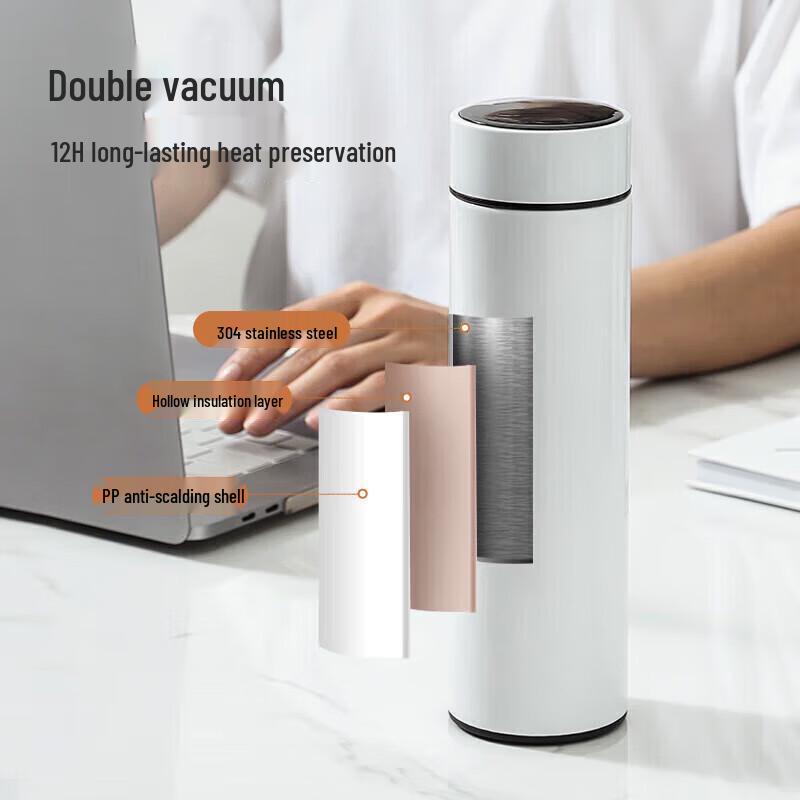 MAXCOOK 304 Stainless Steel Vacuum Insulated Temperature Display Water Bottle 500ml
