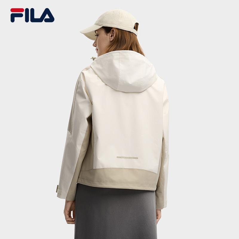 FILA Original Casual Fashion Sports Warm Wearable Detachable Two-Piece Woven Jacket Women jackets Cloud-Peak-White F11W549704FIV