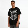 Vintage Anchor Print Casual T-Shirt Unisex Loose Fit Basic Top Pure Cotton T-shirt