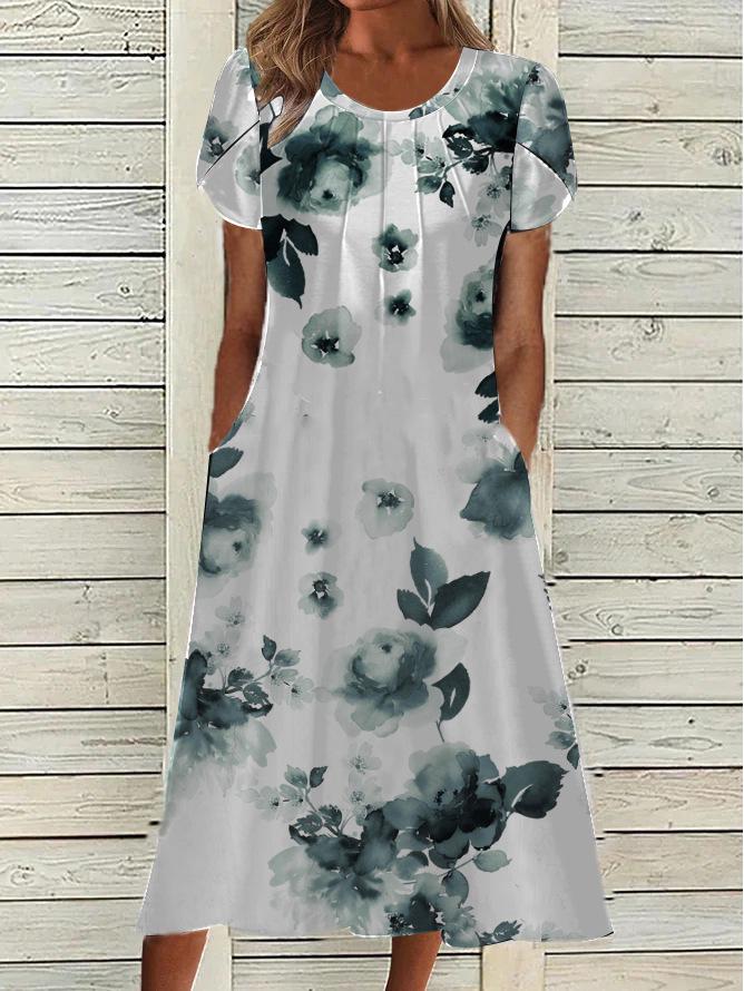 

Women s Summer Fashion Printed Long Dress with Pockets Large