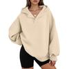 Women's Casual V-neck Pullover Long-sleeve Solid Color Fleece-lined Hooded Sweatshirt Top