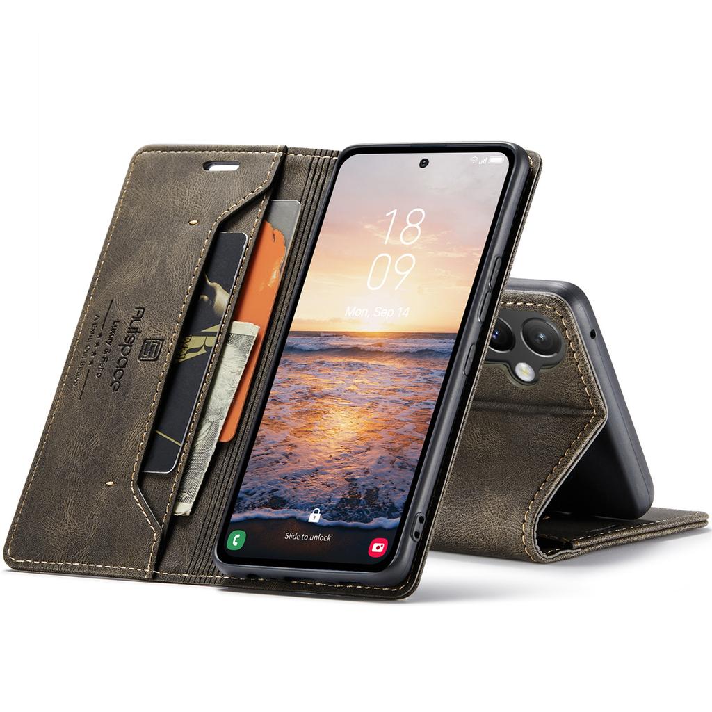 Premium Vintage Leather Wallet Case for Samsung Galaxy A15 4G/5G - RFID Protection Flip Cover with Card Slots, Shockproof Retro Style (4 Colors)