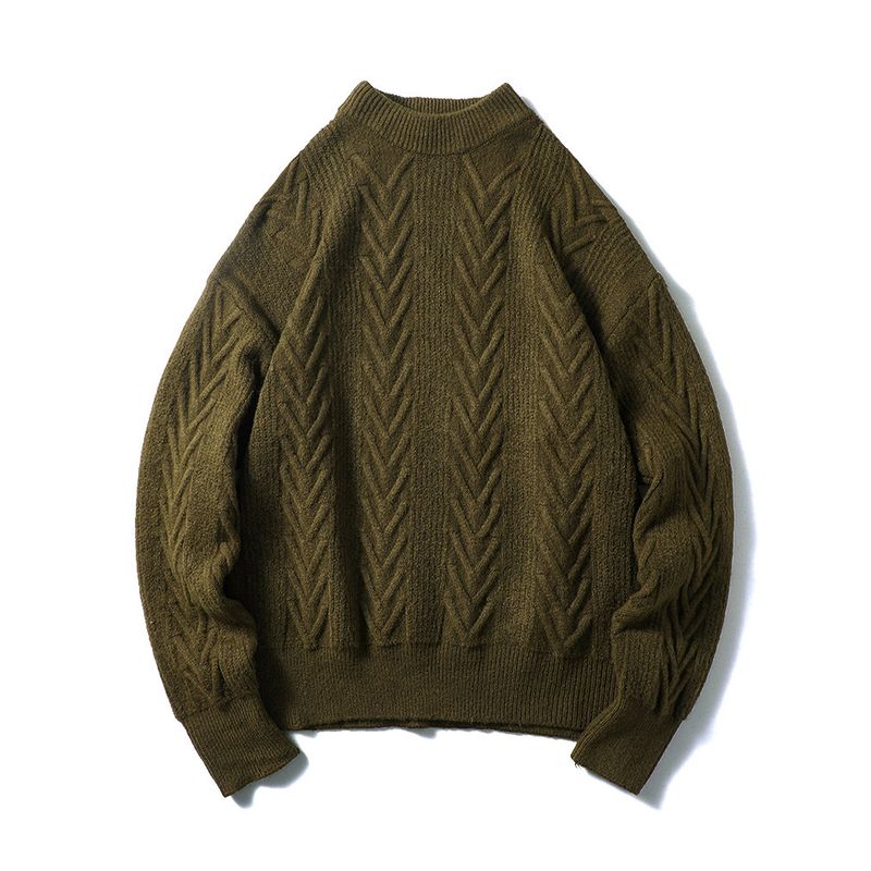 Japanese Retro Half-Turtleneck Sweater for Men, Autumn and Winter Inner Wear, Trendy Brand, High-Quality Export, Thickened Lazy-Style Knitwear Jacket
