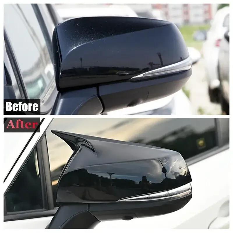 2PCS For Toyota Highlander Car Rearview Side Mirror Cover Wing Cap Exterior Door Housing Shell Trim Adhesive