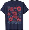 Loves Jesus and America Too USA Flag Jesus Floral 4th July Unisex T-Shirt