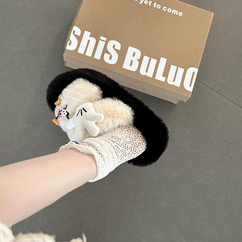 Cartoon Mickey Mao Mao slippers women fashion cute winter 2025 new outer wear cotton slippers Mao Mao cotton shoes