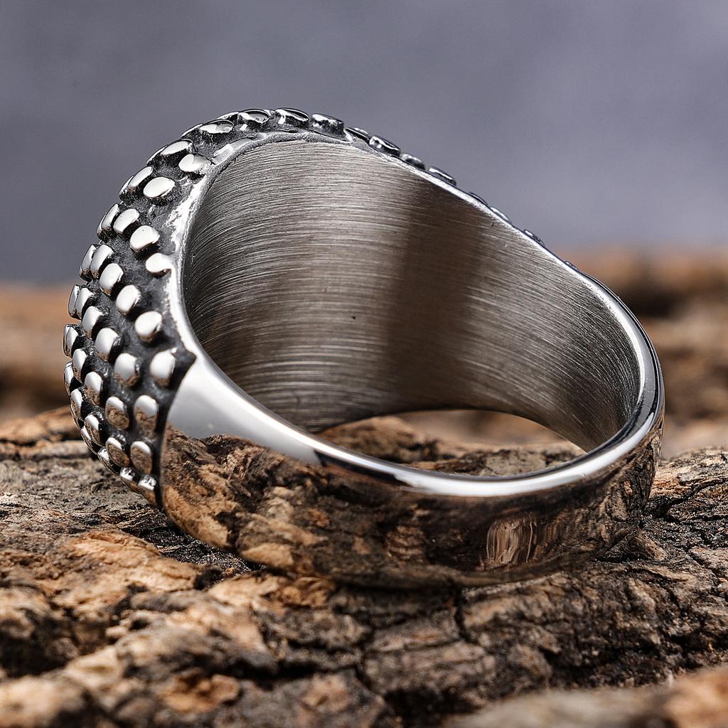 Ring Personalized Retro Round Spotted Ring, Titanium Steel Punk Locomotive Men'S Club Jewelry