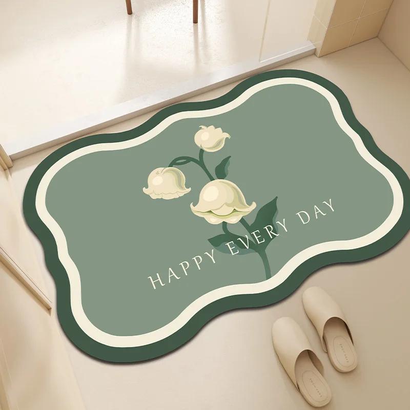 Toilet door floor mat Diatom mud absorbent non-slip mat Toilet carpet Bathroom floor mat Silicone door mat Household