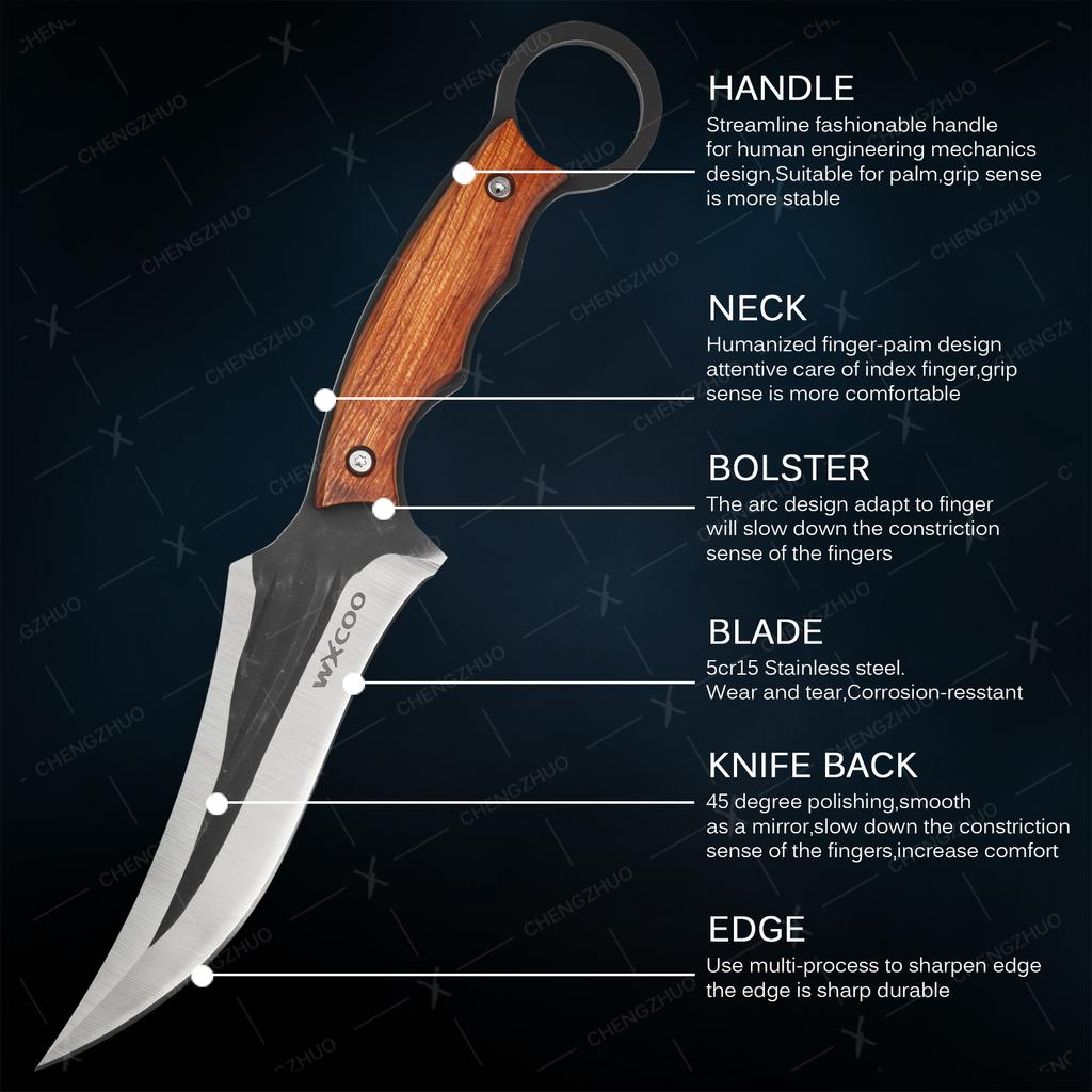 Professionelles Metzgermesser Geschmiedetes Ausbeinmesser Edelstahl Hackbeil Küchenchefmesser Fleisch Fisch Obst Messer mit Abdeckung