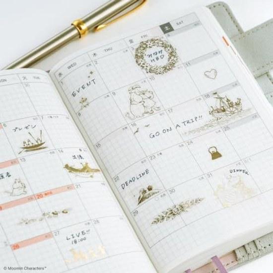Hobonichi Techo Moomin Foil-Stamped Clear Stickers Adventure Record