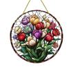 2D Flat Plants Flowers Round Acrylic Decoration Sign, Tulip, Home Decor Plaque Hanging Wall Art Decorative Garden Decoration for Room Door Signs Hangi