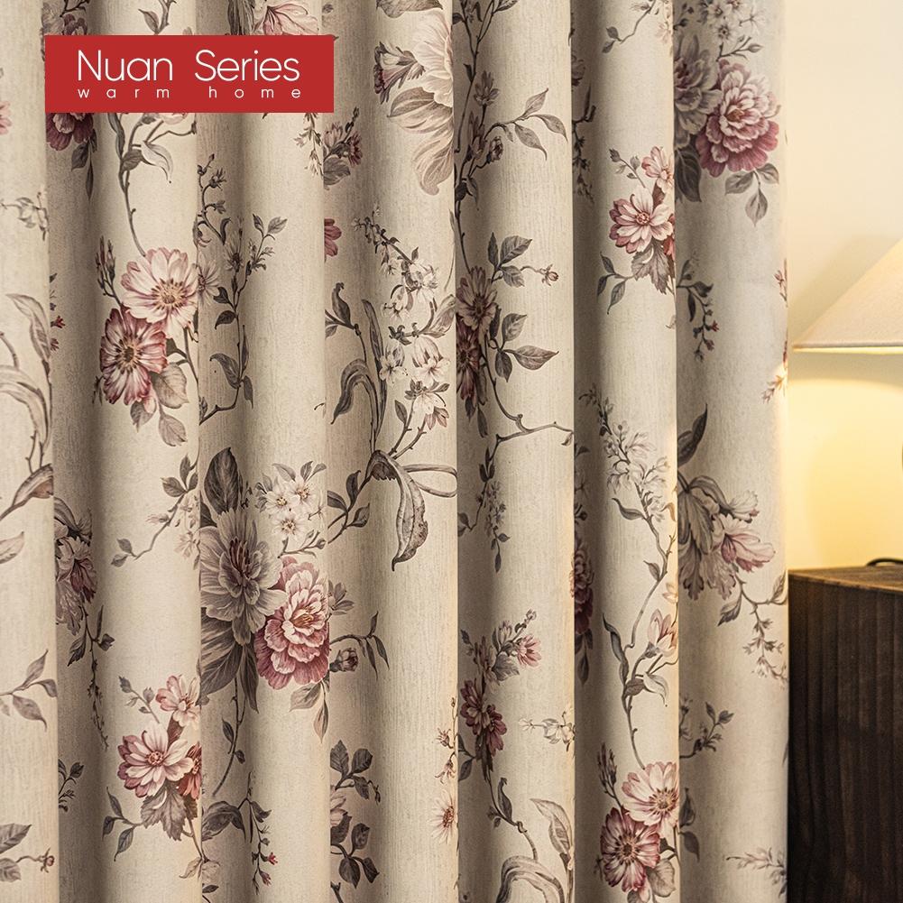 1PC Nuan Series French Retro Pink Peony Floral Curtains American Countryside Thick Curtains for Bedroom Living Room Window for Home Decor