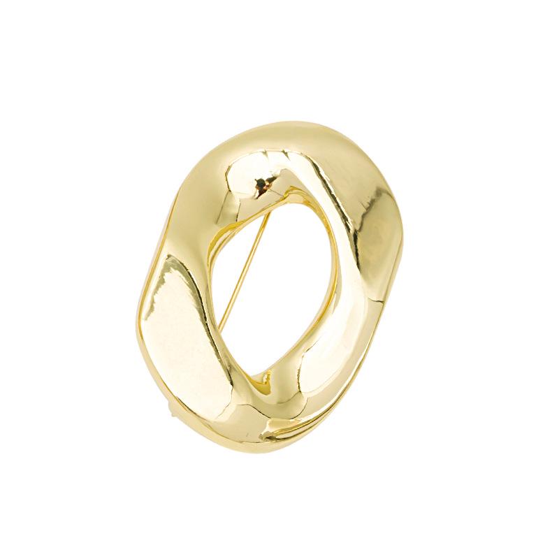 Geometric Glossy Round Brooch - Trendy European & American Fashion Suit Accessory