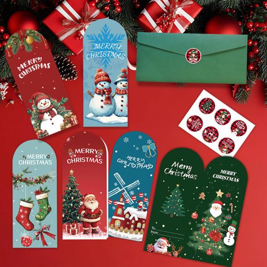 Christmas Greeting Card Set Foldable Cards with Stickers & Envelopes Handwritten Style Design Card for Holiday Wishes
