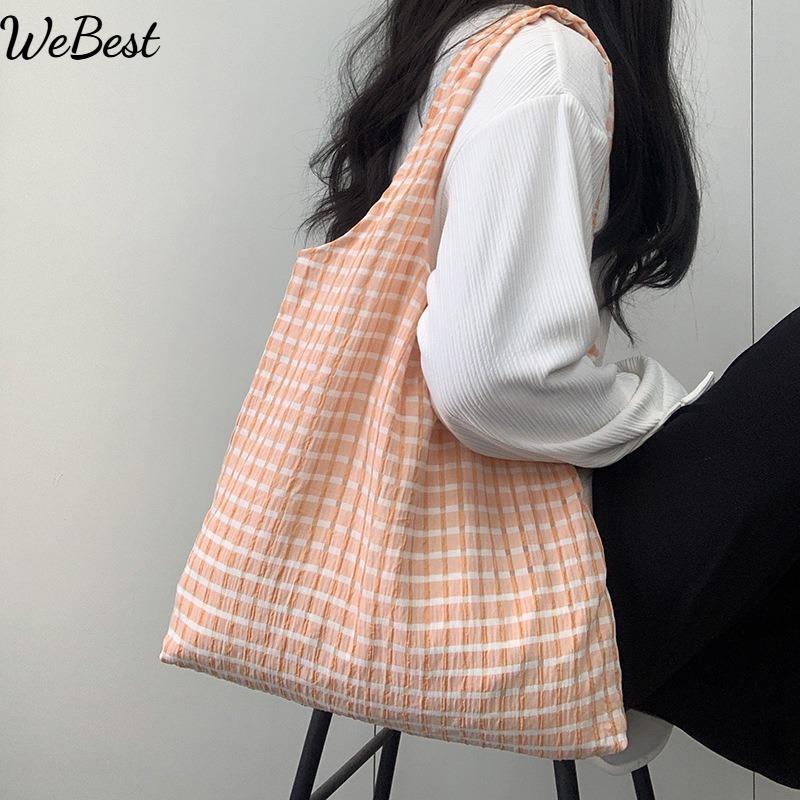 

Plaid Large Capacity Shoulder Bag оранжевый