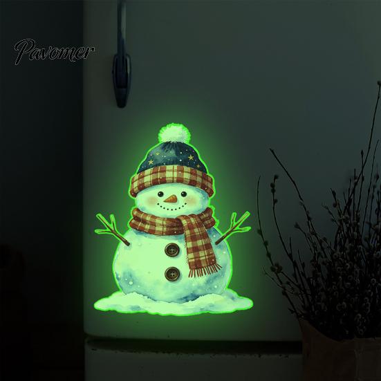 Scratch Cover Stickers for Home Appliances Glow in The Dark Snowman Wall Christmas Decor, Removable PVC Winter Washable Kitchen And Furniture Decals,