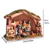 Nativity Sculptures Religious Holy Family Figurines Centerpiece Nativity Set Wooden Home Decor For Kitchen Table Indoor Home