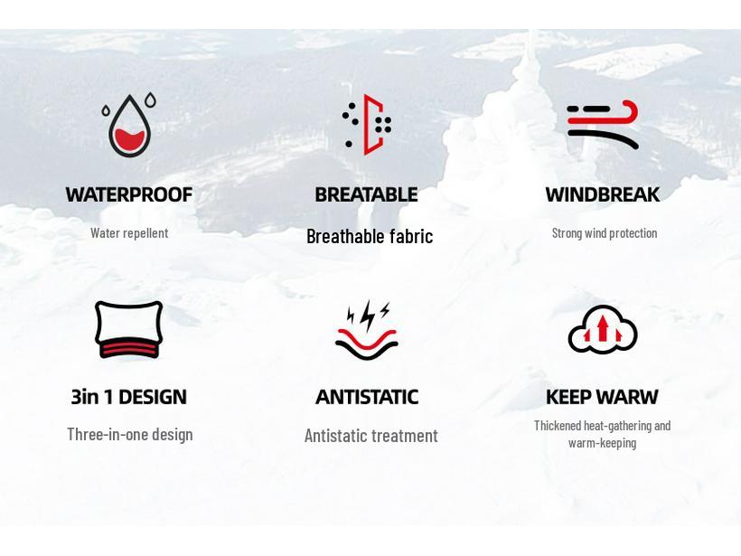 Unisex Outdoor 3-in-1 Tech Mountaineering Suit: Waterproof, Windproof, Temperature-Regulating, Fashionable, Wear-Resistant, Scratch-Resistant.