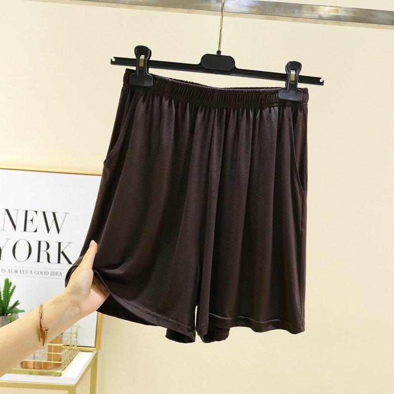 

Свободные пижамные шорты из модала с карманами, лето 2023 г. — легкие, не пропускающие влагу, большого размера. One Size кофейный