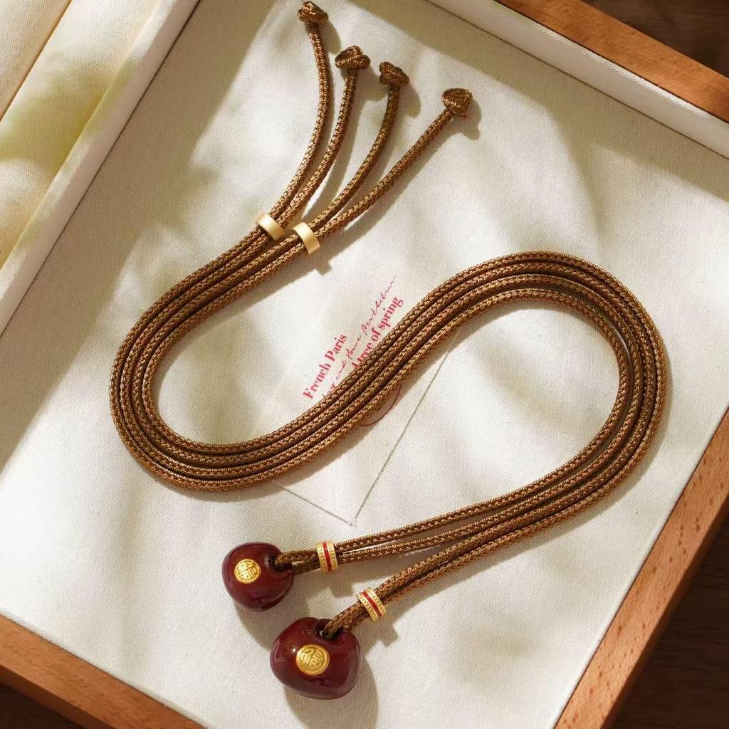 70cm Retro Kapiący Olej Torba Szczęścia Damski Długi Naszyjnik – Elegancki Dodatek Łańcuszek do Swetra ze Sznurkiem