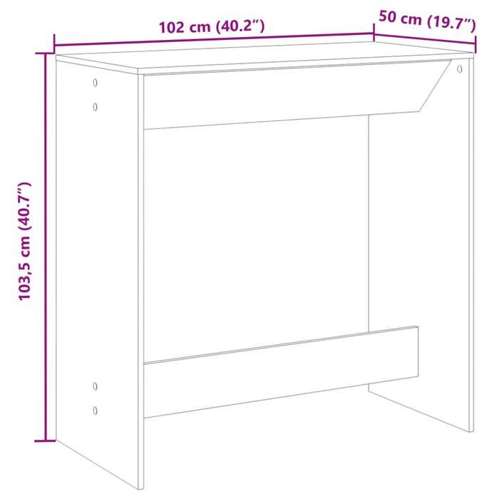 VidaXL Table de bar blanc 102x50x103,5 cm bois d'ingénierie 854427
