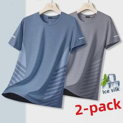 Men's Ice Silk Breathable Round Neck Quick-Dry Casual Sports T-Shirt - Loose Fit, Short-Sleeved, Summer Style