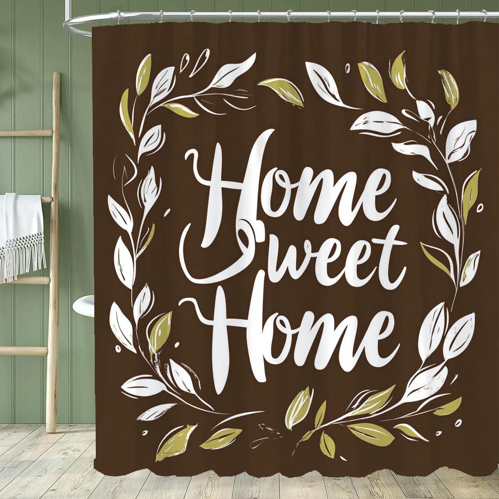 Simple Design Shower Curtain With Hooks Set For Bathroom Decor,Printed Polyester Fabric Home Decorative Curtain