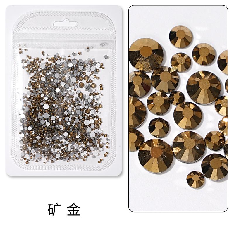 1440 buc, Un pachet întreg de manichiuri colorate, Diamante cu fund plat, Burghie din sticlă de cristal nu pot cădea de pe fund, Bijuterii cu diamante rotunde cu dimensiuni mixte.