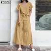 ZANZEA Women Short Sleeve Blouse and Wide Leg Pants Summer Two Piece Sets