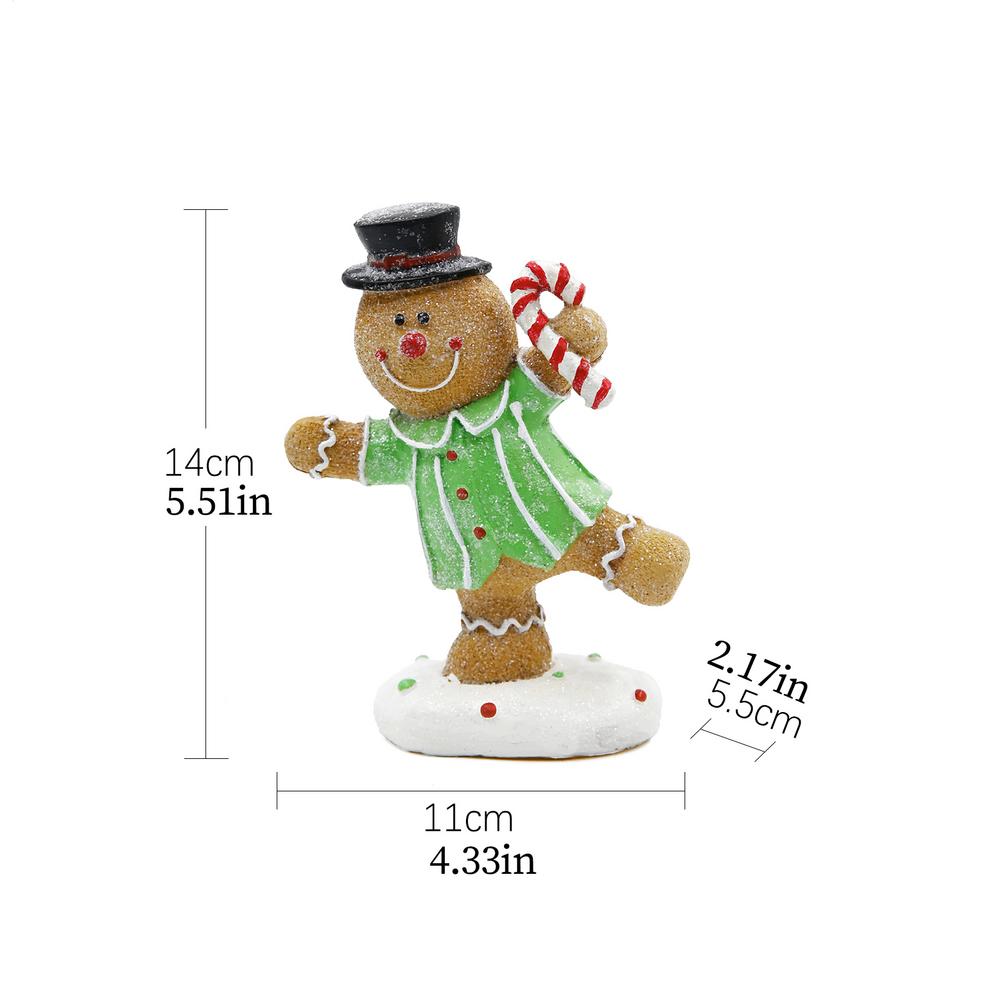 

Christmas Gingerbread Figurine Decoration Resin Boy Girl Family Statue Ornaments Christmas Gingerbread Man Decor For Living Room