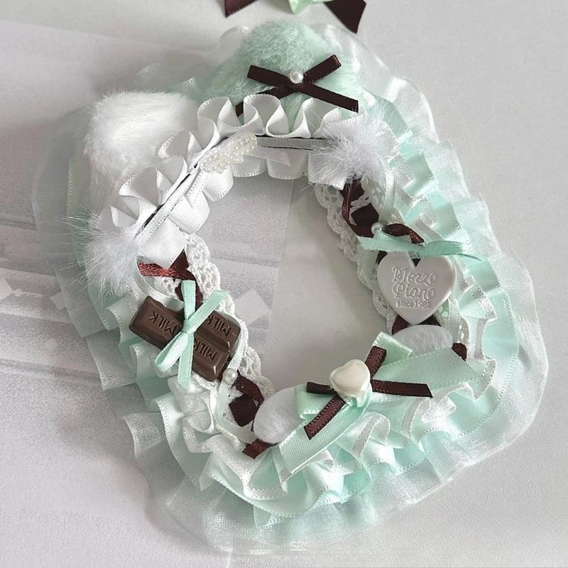 Cute Angel Cat Badge Holder for 58mm 65mm Anime Badges Lace Photo Card Holder 3 Inch Kpop Idol Photo Frames Handmade Card Binder