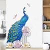 New Blue Peacock Peony Wall Sticker for Bedroom Living Room Hallway Home Wall Decoration