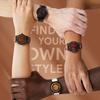 AUQ1 EUTOUR-Reloj Magnético de Bolas Unisex, Reloj con Elemento de Diseño de Madera, Correa de Cuero PU, Diseño Único de Agujas, Reloj Casual de Negocios