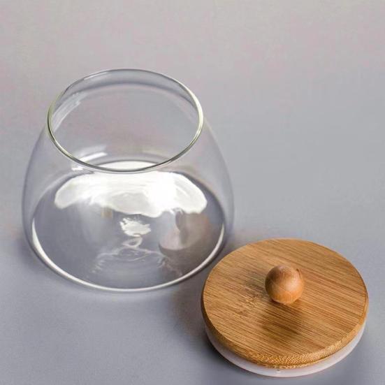 Gewürzglas mit Bambusdeckel Silikondichtung Glasbehälter Klares Glas für Tee Gewürze Trockenwaren Küche