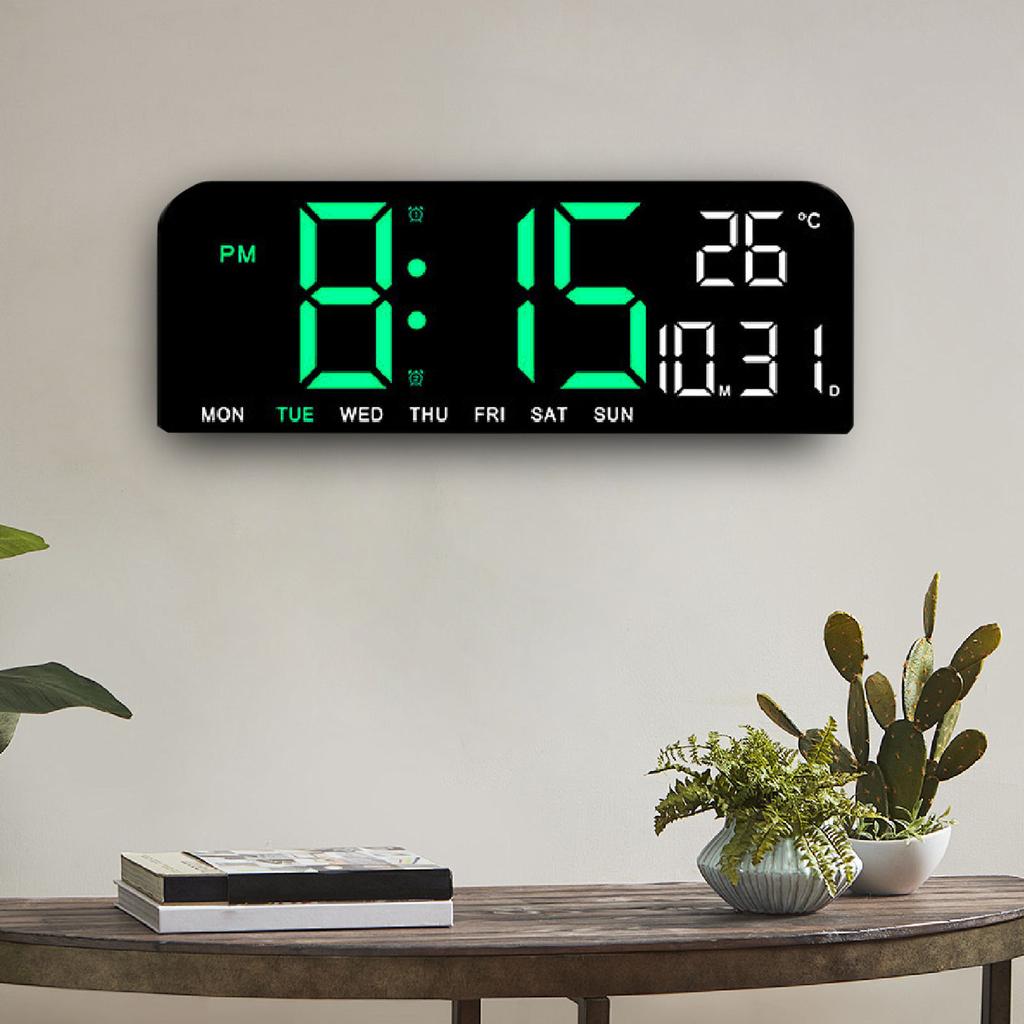 Digital Alarm Clock Large LED Di Lay Desk Wall Clock with Temperature Date Week Di Lay   Brightness 12 24H Di Lay for Home Bedroom