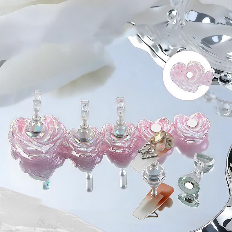 Rose Magnetic Nail Holder Stands Glowing Manicure Practice Training Display Stand Magnetic Press On Nail Practice Stands Salon