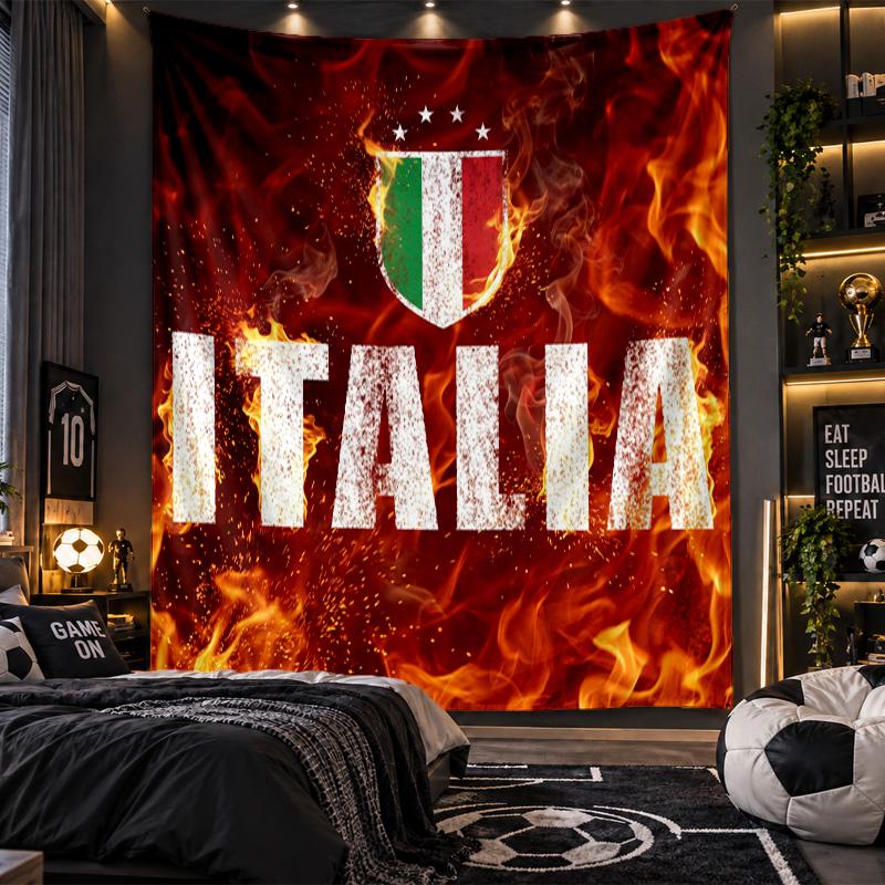 Wall Hanging Tapestry Italy Football Print Cloth for Living Room Bedroom Home Decor