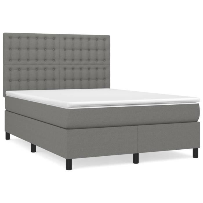 VidaXL Divan Bed with Mattress Dark Grey 140x200cm Fabric - Model 3142098