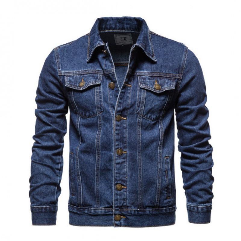 

Men s Spring and Autumn Four Seasons Thin Section Lapel Slim Denim Jacket Casual Cardigan Jacket XS