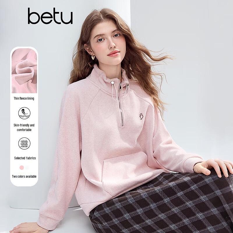 

Betu Women s 2025 Winter Casual Fleece-Lined Stand Collar Sweatshirt