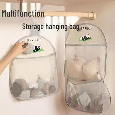 Large Capacity Panda Storage Bag for Socks, Underwear, and Panties - Hanging Wardrobe Door Organizer with Mesh Pockets