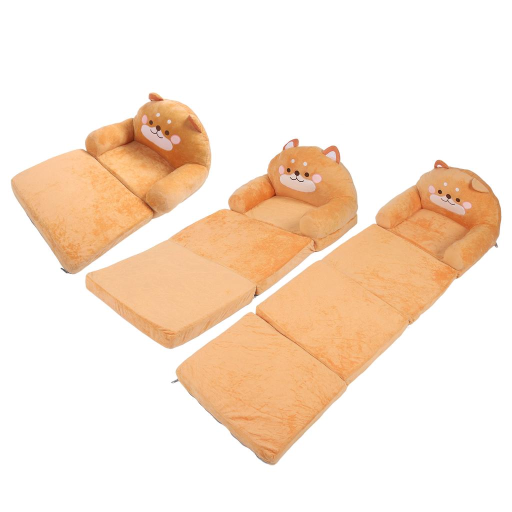 Kids Chair Couch Cartoon Folding Cute Couch Portable Sofa Chair for Home Schools Brown Puppy