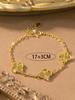 Vietnamese Gold-Tone Four-Leaf Clover Bracelet for Women: Luxurious, Elegant, Luck-Infused Five-Petal Design