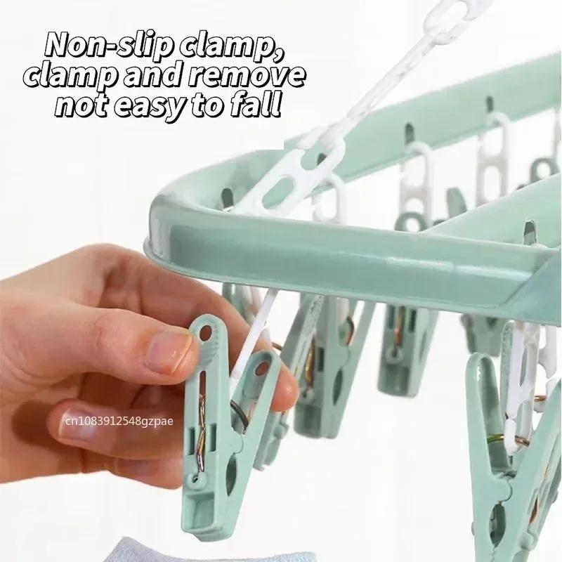 Folding Hangers Multi-Functional Windproof Socks Clip Drying Hangers Household Plastic Clothing Socks Drying Hangers