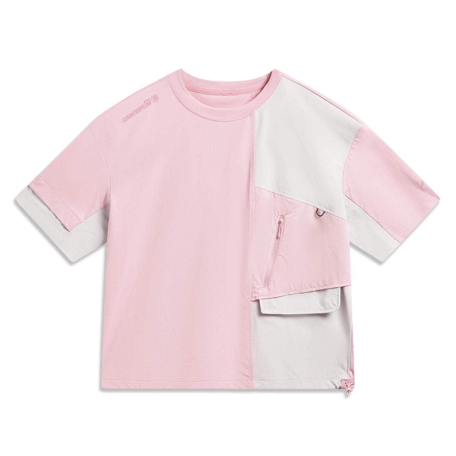 Li-Ning Outdoor CF Quick-Dry Color Block Loose Fit Drop Shoulder T-Shirt Women tops ATSW034-1 S