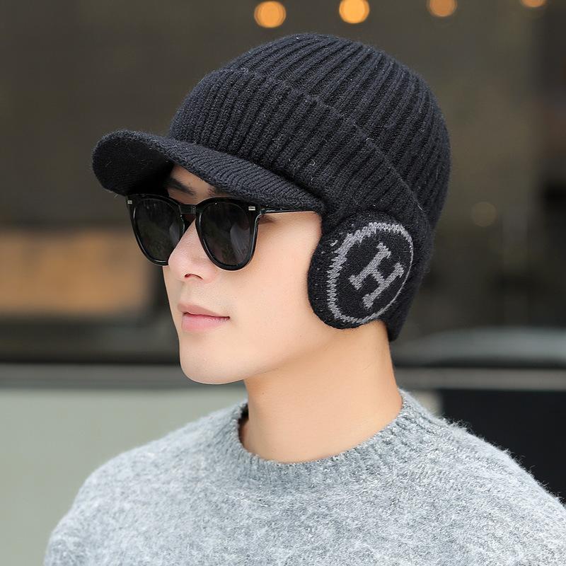 

Шапка Мужская Утепленная Теплая Вязаная Шапка Осень и Зима Плюс Бархат Ветрозащитная Шапка-Пуловер Велосипедные Наушники Мужская Шерстяная Шапка Универсальная average size