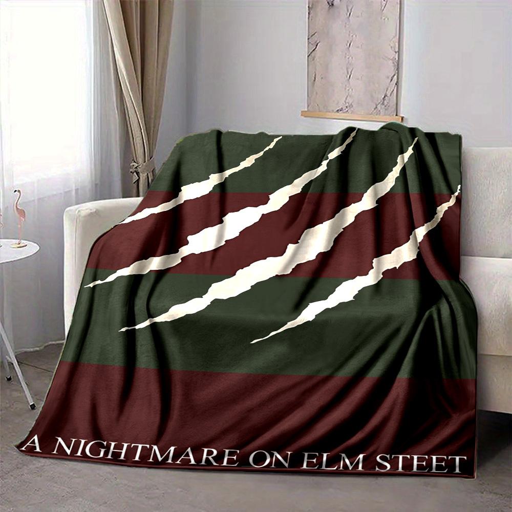 1pc A Nightmare on Elm Street Flannel Throw Blanket - HD Printed Lightweight Soft Warm All-Season Blanket for Sofa, Bed, Travel, Camping 074