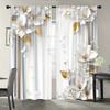 2 Pezzi Eleganti Tende in Poliestere Filtranti alla Luce con Motivo Floreale e Foglie d'Oro con Tasca per Asta per Soggiorno   Camera da Letto   Cucina e Bagno